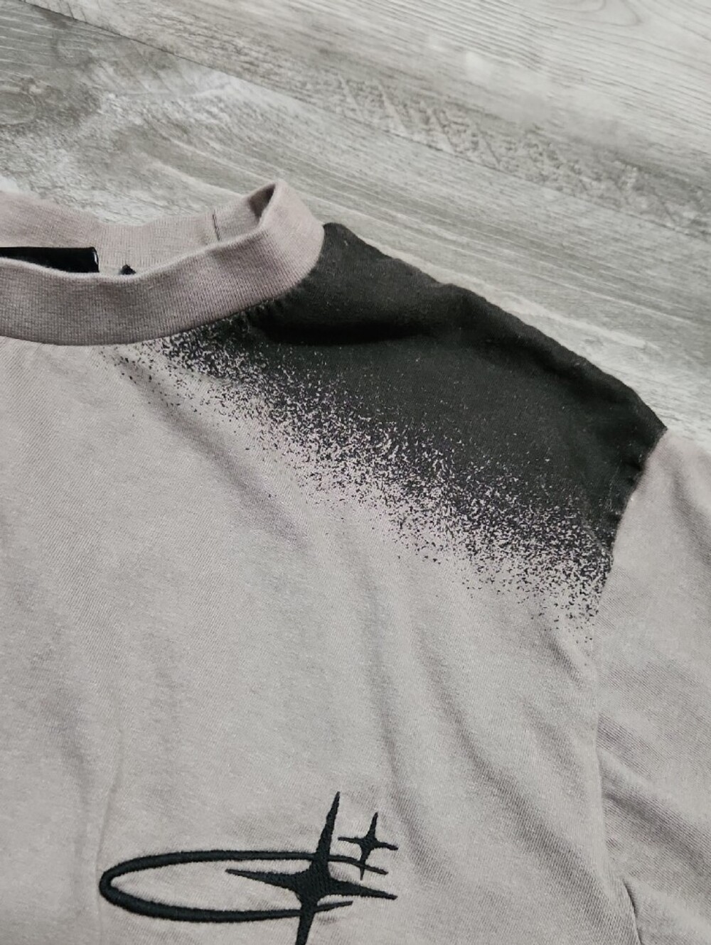 Time + Space Short-Sleeve Crew Tee in Taupe with Black Embroidered Accents 2XL - Picture 6 of 13